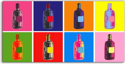 Produktbild von Coloray Spritzschutz aus Glas 140x70  Wandkunst Küchenrückwand Weinflaschen Handzeichnung Pop Art