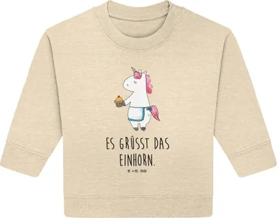 Produktbild von Mr. & Mrs. Panda Organic Baby Pullover Einhorn Muffin 6. - 12. Monat - Natural Raw - Geschenk, Unicorn, Kekse, Grüße, Geburtstag, Geburtstagsgrüße, Bullover