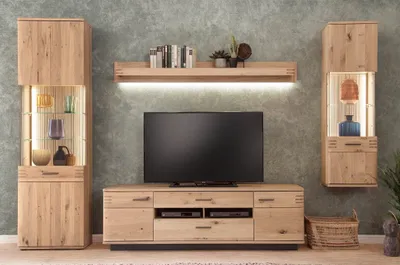 Produktbild von Wohnwand Anbauwand Salvador | Balkeneiche Bianco | 4-teilig