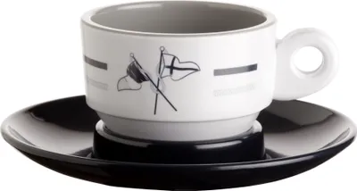 Produktbild von Espressotasse mit Unterteller - Welcome On Board, einzeln