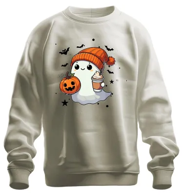 Immagine prodotto di Cute Halloween Ghost Pumpkin Pumpkin Spice Latte Autumn Cute Unisex Sweatshirt Pullover, Nature, XXL