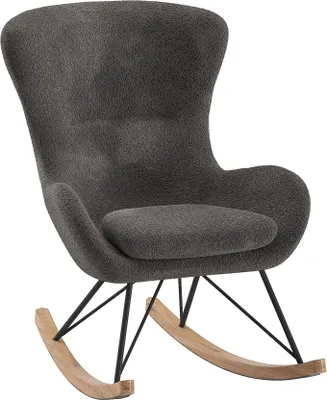 Produktbild von Schaukelstuhl Katreena 76x110x101 Bouclé Anthrazit/Schwarz/Natur