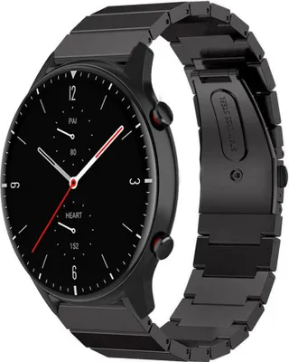 Produktbild von Strap-it Metallarmband - Kompatibel mit Amazfit GTR 2 Armband Ersatzarmband Edelstahl - Faltschließe - Hochwertiges Material - für Smartwatch 22mm Armband Schwarz