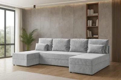 Zdjęcie produktu dla Narożnik KUBO U FIT z funkcją spania i pojemnikiem na pościel sofa narożna