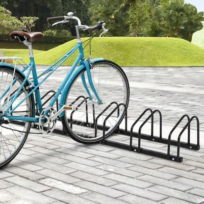 Obrázok produktu pre Stojan na bicykle, stojan na bicykle, stojan, odolný voči poveternostným vplyvom, odolný, montáž na podlahu a stenu, oceľ, až 6 bicyklov, čierna, 179 x 33 x 27 cm
