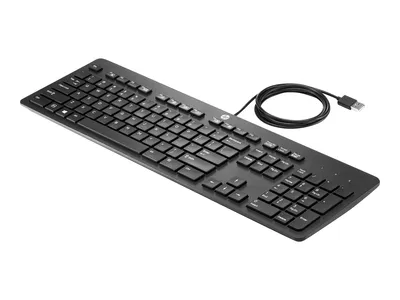 Produktbild von HP USB Business Tastatur, flach, Volle Größe (100%), Kabelgebunden, USB, Schwarz