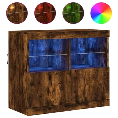 Produktbild von Sideboard mit LED-Leuchten Räuchereiche 81x37x67 cm