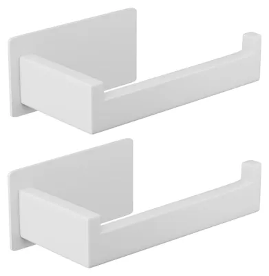 Image de Porte-papier hygiénique sans perçage, porte-papier hygiénique autocollant en acier inoxydable, porte-papier hygiénique pour la cuisine et la salle de bains, lot de 2