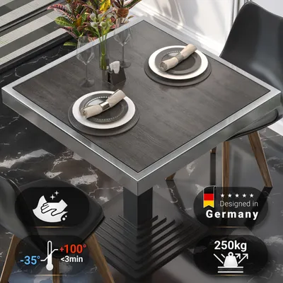 Produktbild von BRASIL | Gastro Tischplatte | B:T 70 x 70 cm | Wenge | Chrom Rand | Quadratisch | Gastro Tischplatte