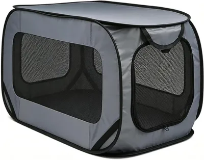 Image de Cage de transport pour animaux de compagnie - Cage de voyage pour chats - Transport sûr - Conception pliable - 45x40x5 cm - Noir