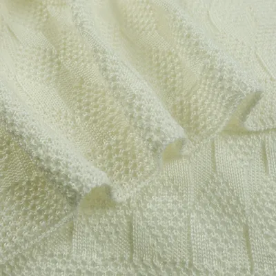 Produktbild von 1 Strickdecke 70 x 95 cm für Kinderwagen, Kinderbett, Schmusedecke, Kuscheldecke, Farbe:creme
