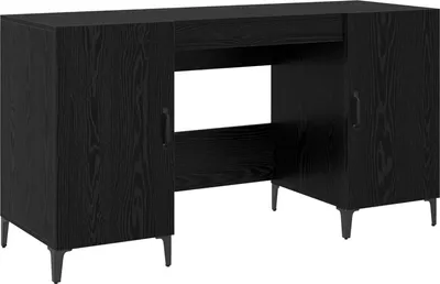 Produktbild von vidaXL Schreibtisch mit Speicher Schwarz Eichen-Optik 140 x 50 x 75 cm