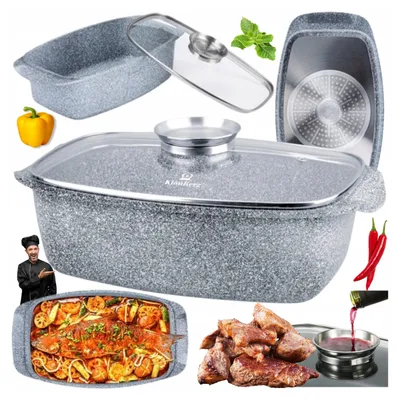 Produktbild von Bratform, Gänseofen, mit Deckel, Antihaftbeschichtung, Induktion, Gas 32cm GRAU