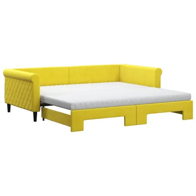 Image de vidaXL Lit de jour extensible avec matelas jaune 100x200 cm velours