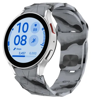 Produktbild von Für Samsung Galaxy Watch FE / 6 / 5 / 4 40mm Silikon Fußball Design Ersatz Arm Band Grau / Schwarz