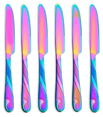 Tafelmesser-Set Regenbogen, 6 Stück, 23,4 cm, Edelstahl