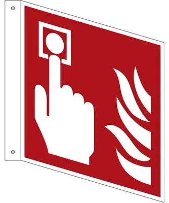 Produktbild von Hinweisschild Brandmelder Fahne ISO 7010 F005 200x200mm PVC