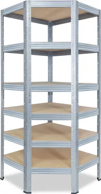 Immagine prodotto di shelfplaza PRO 180x60x30 cm scaffale angolare in zincato con 6 ripiani e 166 kg di portata per ripiano