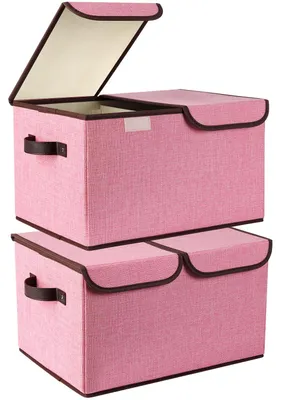 Imagen del producto de Cajas de almacenamiento de tela, 30 litros, de 2 piezas, plegables, con separador, para ropa