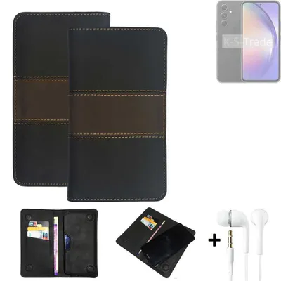 Produktbild von K-S-Trade Handyhülle + Kopfhörer kompatibel mit Samsung Galaxy A54 5G Schutzhülle Walletcase Bookstyle Tasche Schutz Case Hülle Wallet Cover