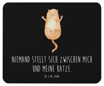 Produktbild von Mr. & Mrs. Panda Mousepad Katze Umarmen - Schwarz - Geschenk, Familie, Kater, mousematte, mauspad pc, Katzen, laptop, Mouse Pad, Cats, Cat