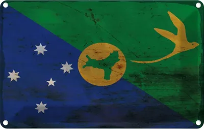 Produktbild von vianmo Blechschild 12x18 cm Weihnachtsinsel Rost Flagge Fahne Wappen