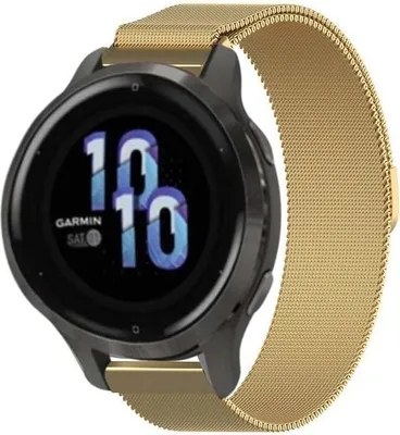 Produktbild von Strap-it Milanese Armband - Kompatibel mit Garmin Venu 2s Armband 40mm - Hochwertiges Material -Edelstahl Magnetische verschluss für Armband Gold 18mm Smartwatch