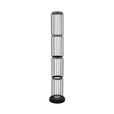 Obrázek produktu pro LED stojací lampa kovová 117 cm černá bílá kulatá 3000 K teplá bílá 884 lm Moderní stojací lampa