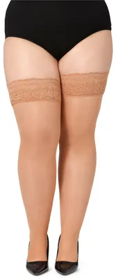 Produktbild von Bellivalini Damen halterlose Strümpfe mit Spitze Plus Size 40 DEN BLV-1127 (Amber, 3XL)