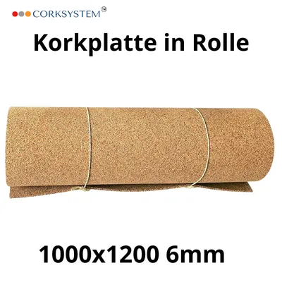 Produktbild von Korkrolle Naturkork 6mm – 1000x1200mm – Dämmung, Schallschutz, DIY – 1 Stück