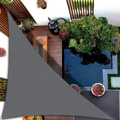 Zdjęcie produktu dla Famanu, osłona przeciwsłoneczna trójkątna, wymiary: 3x3x4,3 m - materiał oddychający i wodoodporny