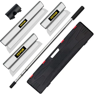 Produktbild von VEVOR Dekorspachtel Set 25 cm / 60 cm/ 80 cm Breitspachtel, 0,89 - 2 m Klingenlänge Trockenbau Flächenspachtel, 0,5 mm Klingenstärke Fassadenspachtel aus Edelstahl, ergonomischer Griff Gipserspachtel