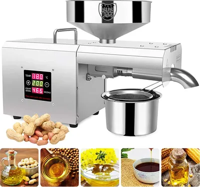 Produktbild von Temperaturkontrolle Ölpresse Ölpressenmaschine  Automatische Ölextraktor Edelstahl Temperaturregelung  Öl Pressmaschine Haushaltspflanzenöl  220v mit Screen Display   für Erdnuss Nuts Samen