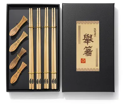 Essstäbchen-Set, Fisch-Look, Bambus, 12-teilig, 22 cm