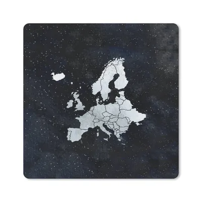 Produktbild von MuchoWow® Mauspad Mousepad Karten - Europa - Sternenhimmel - Silber 20x20 cm - Mousepads - Maus Mat - Pad - Mausunterlage - Desk Mat - Bureauartikeln