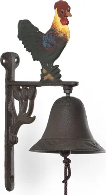 Produktbild von Moritz Türglocke Glocke Hahn Huhn bunter Kopf Bauernhof Wandglocke Gartendeko Gusseisen Rustikal Antik Design Stil Retro Klingel