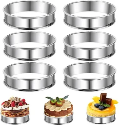 Produktbild von Set mit 6 Gebäckringen aus Edelstahl – 8 cm Tarteringe – Antihaftbeschichtung – Runde Gebäckringe