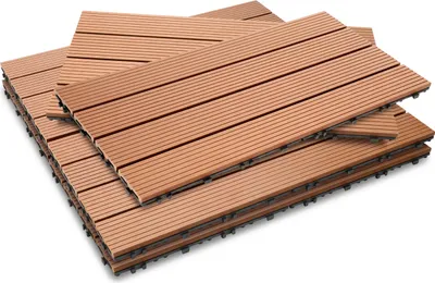 Produktbild von Jopassy 6er-Set Terrassenfliesen aus Kunststoff in Holzoptik, WPC Fliesen Holzfliese, Braun, 30x60cm pro Stück, Balkon Pool Garten, 1qm