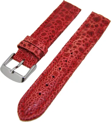 Produktbild von Uhrenarmband Lederband Rot Kroko 18mm Dornschließe Silber NEU