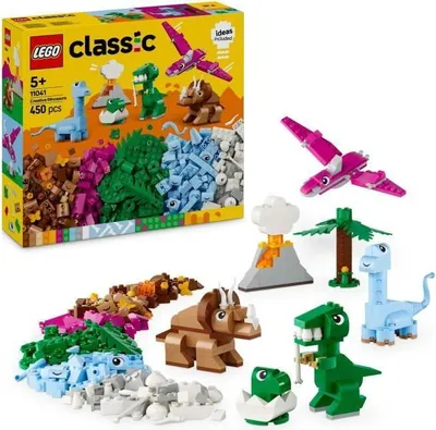 Zdjęcie produktu dla LEGO Classic Kreatywne Dinozaury, Zestaw konstrukcyjny, Zawiera T-Rexa, 450 elementów, Zabawa w role