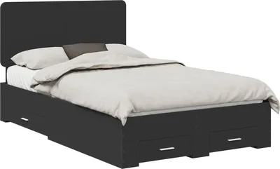 Obrázok produktu pre vidaXL Rám postele s čelom čierny 135 x 190 cm materiál na báze dreva