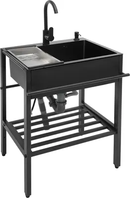 Produktbild von Küchespüle Freistehende Spüle Edelstahl Edelstahlspüle  für Küche Schwarz