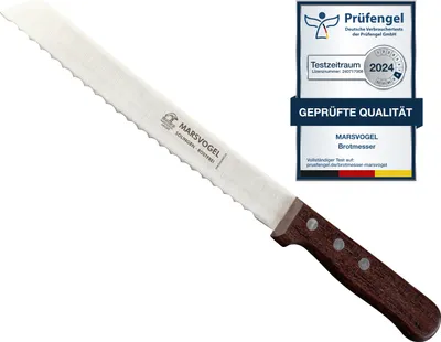 Produktbild von Marsvogel | Brotmesser 8" Bubinga | scharfe Klinge aus Solingen | ergonomischer Holzgriff | stilvolles Design | ideal für müheloses Schneiden von Brot und Gebäck