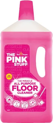 A bottle of pink floor cleaner.