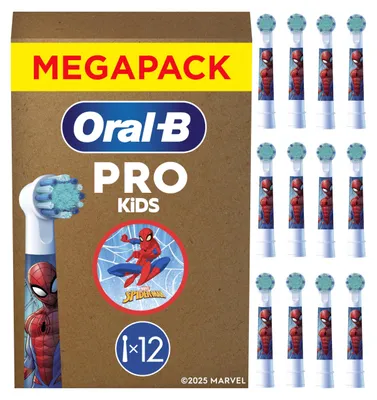 Produktbild von Oral-B Aufsteckbürsten Pro Kids 3+ Marvel Spiderman, Weiß, 12 Stück