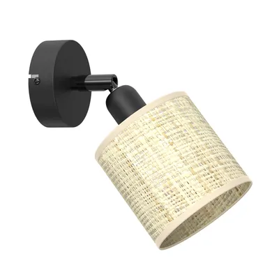 Image de Spot à rotin noir mobile pour mur et plafond 1xE14 15W Spot à rotin Luminex