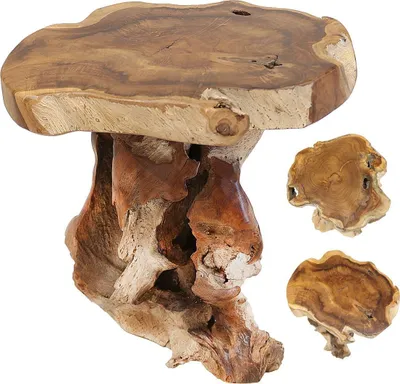 Produktbild von Hocker Kleiner Wurzelhocker Blumenhocker Rundhocker Teakholzhocker Holzhocker Kunst Holz Teakholz Natur Unikat 32 cm
