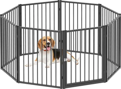 Image de Enclos pour chiens - Parc pour chiots - 8 panneaux hauteur 76 cm - 240x120 cm - Pour l'intérieur et l'extérieur - Noir