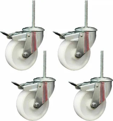 Produktbild von Schwerlast-Bolzenlochrolle mit Bolzenbeschlag, gebremste Rolle - Satz mit 4 Bremsen