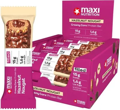 Produktbild von Maxi Nutrition Creamy Core Protein Bar Hazelnut Nougat 12x45g